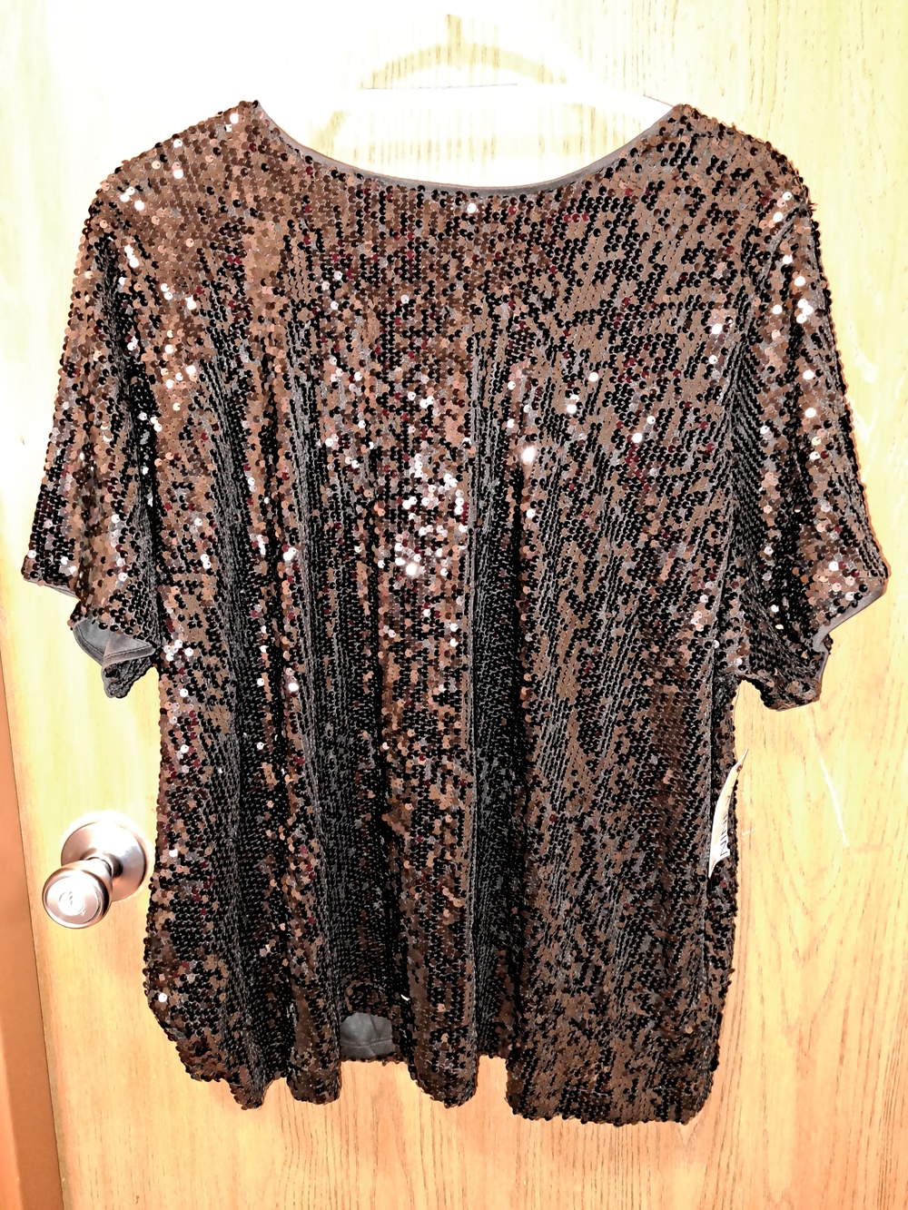 Nine West Black Sequin Short-Sleeve Top